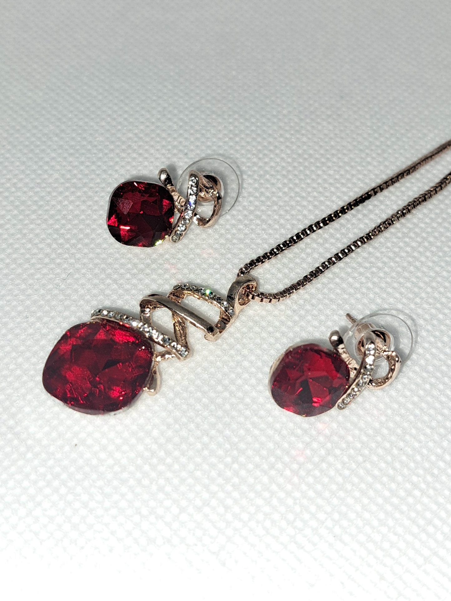Red Spiral Necklace and Earring Set