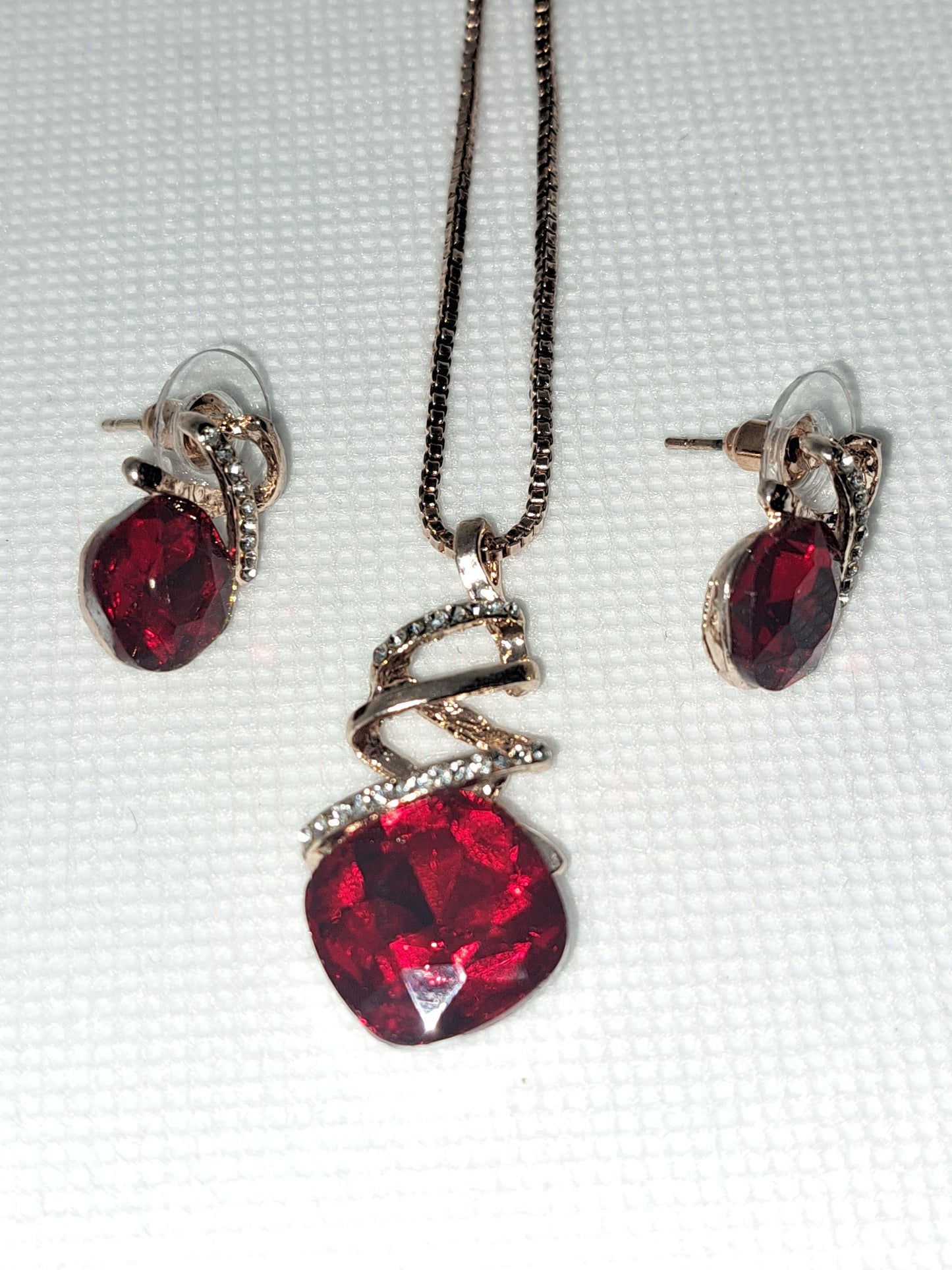 Red Spiral Necklace and Earring Set