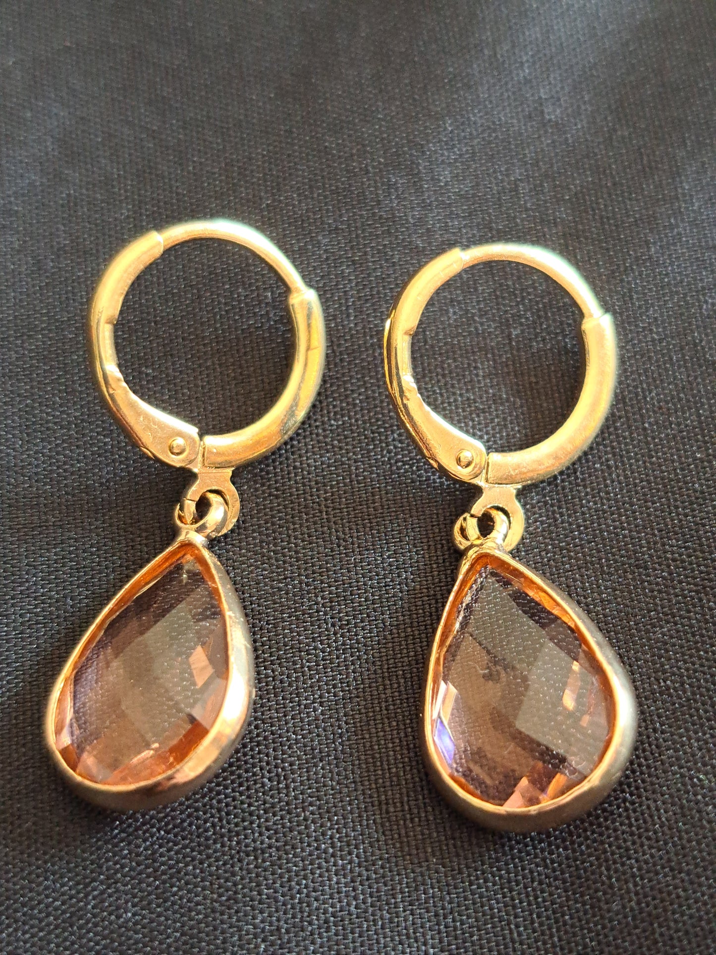 Translucent pink teardrop earrings