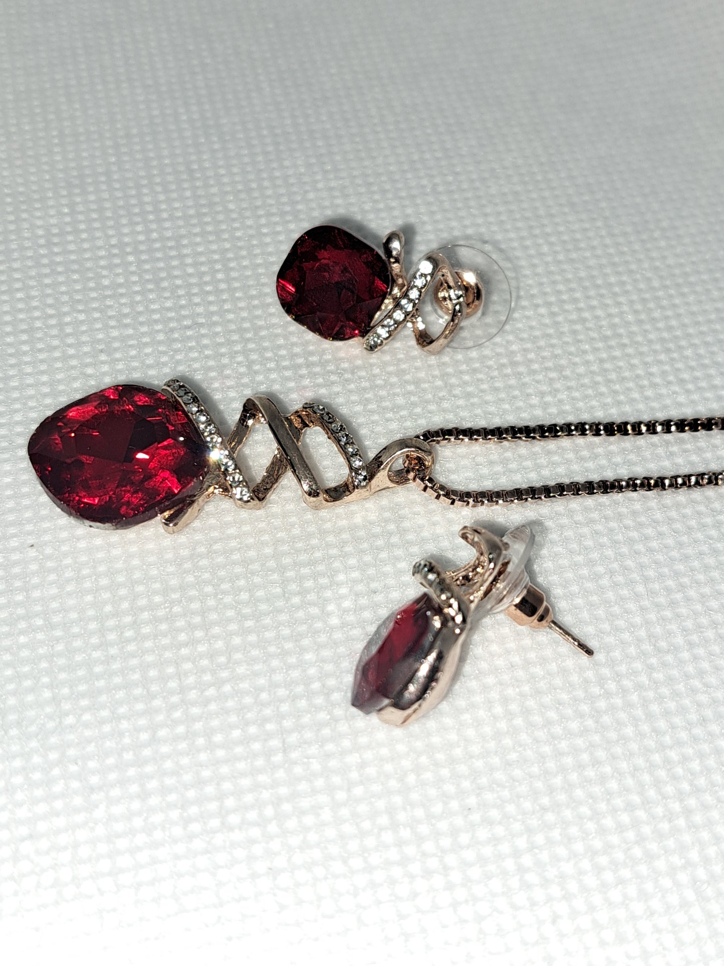 Red Spiral Necklace and Earring Set