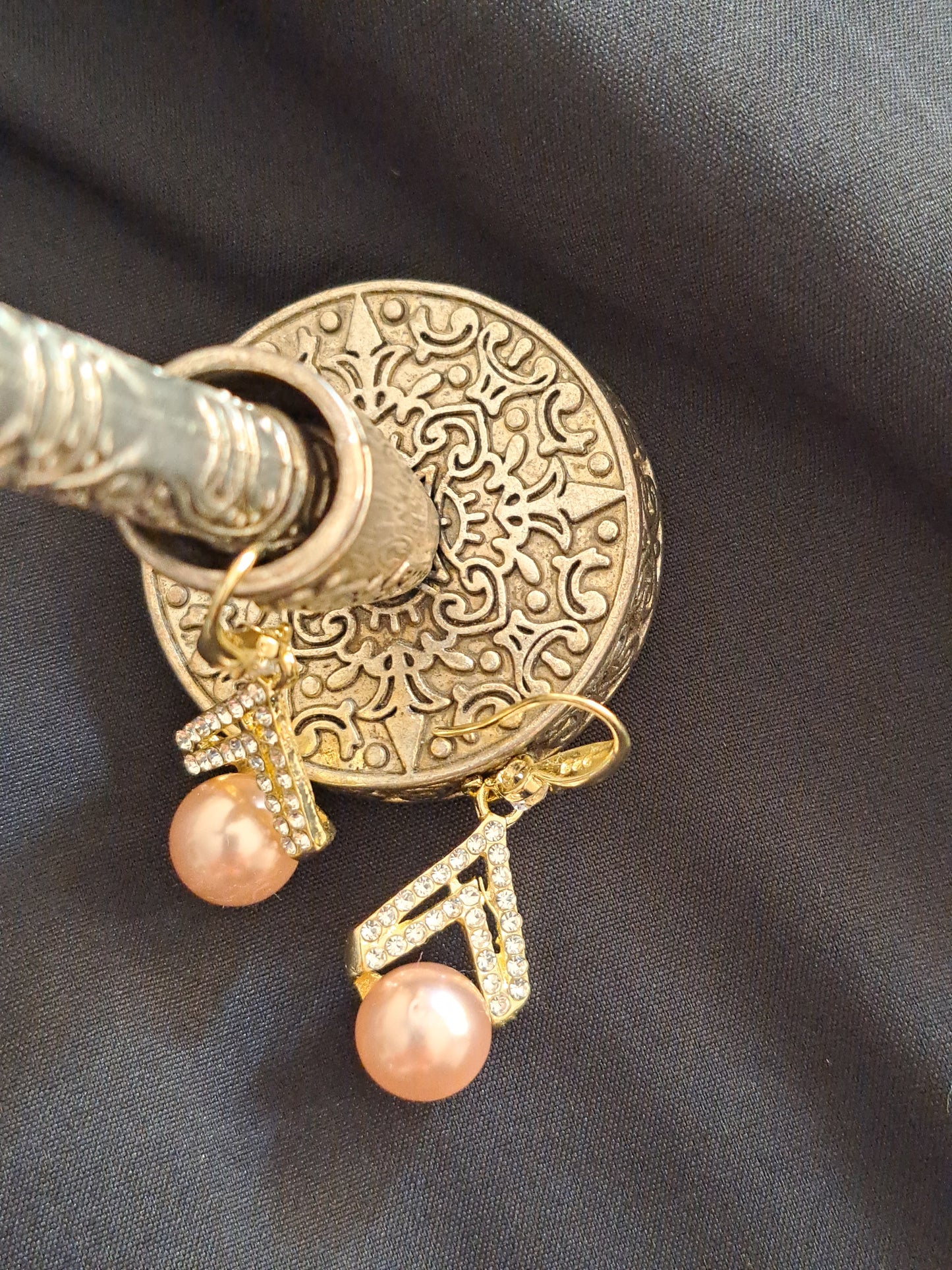Pink Pearl and Diamante Earrings