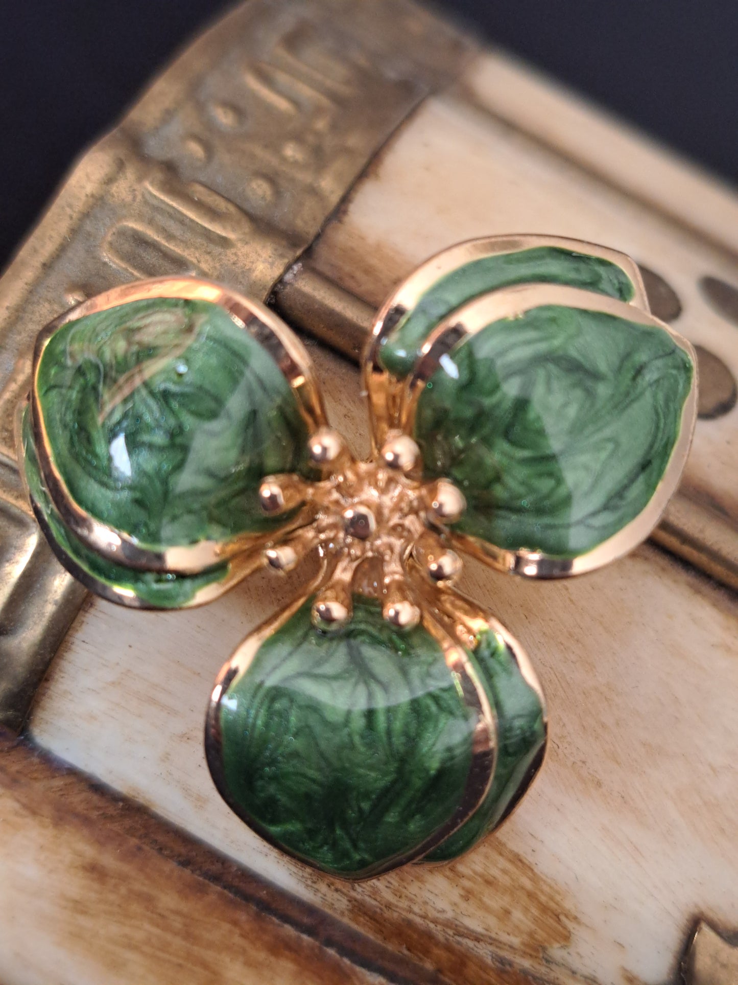 Emerald Green Flower Earrings