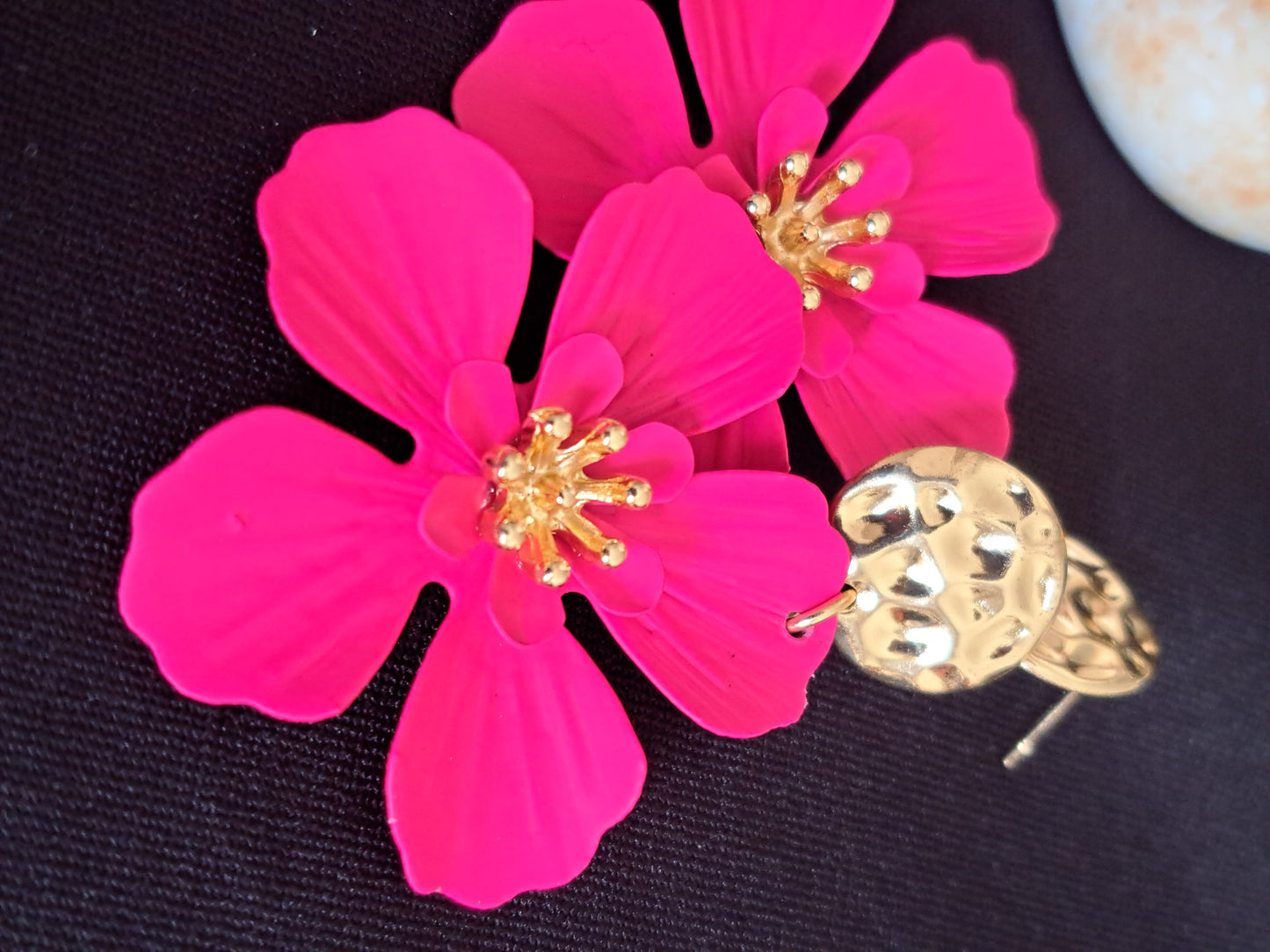Hot Pink Flowers Necklace, Earring and Ring Set