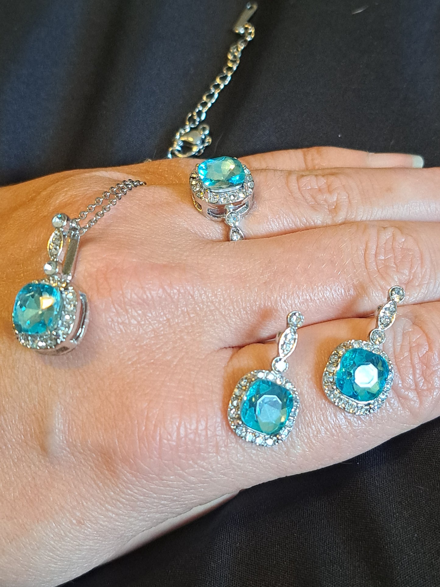 Ocean Blue Ring, Earring and Necklace Set