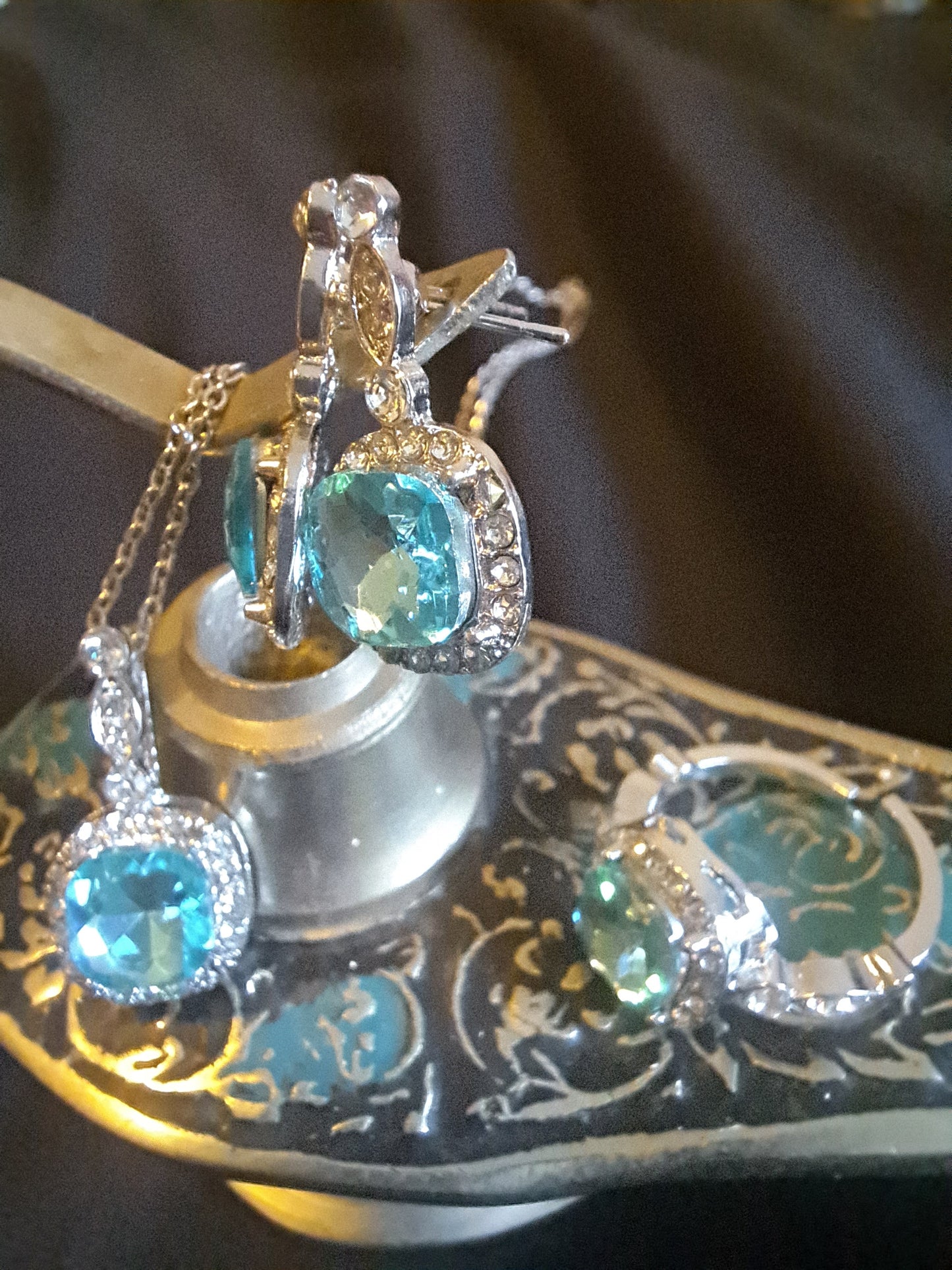 Ocean Blue Ring, Earring and Necklace Set