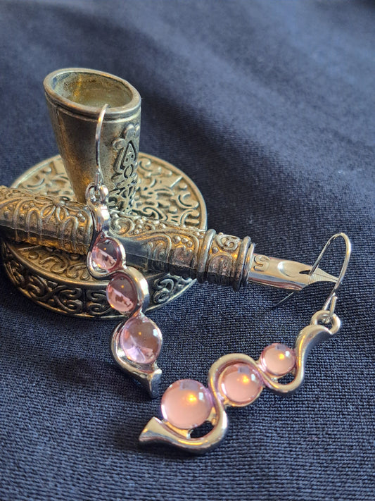 Pink and Silver Waves Earrings