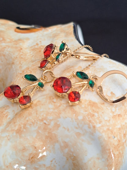 Cherry Necklace and Earring Set