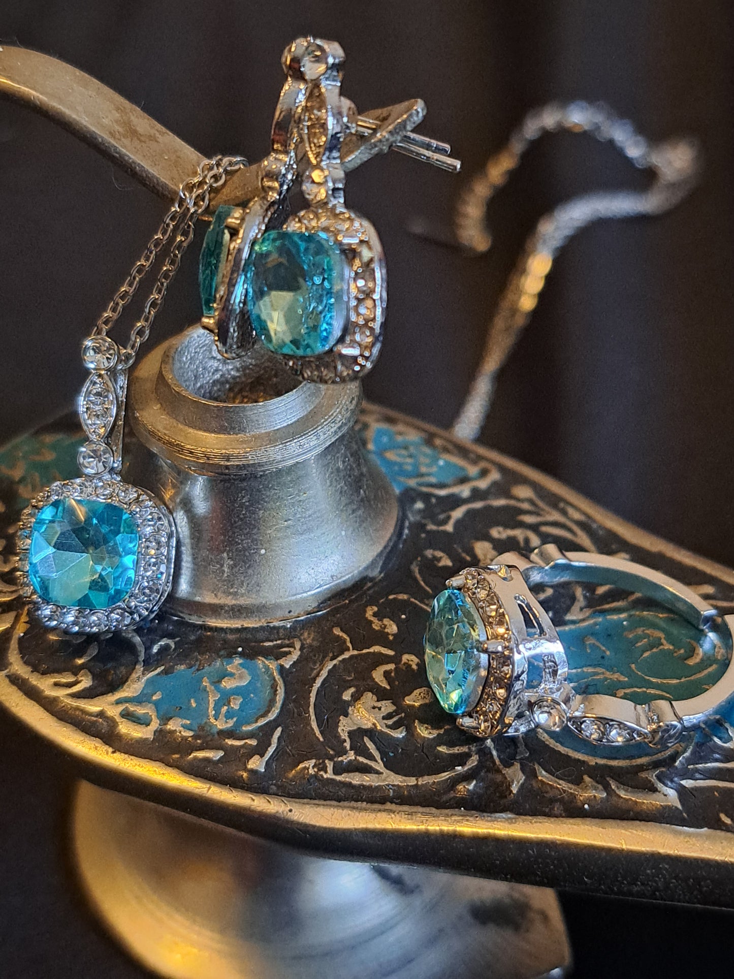 Ocean Blue Ring, Earring and Necklace Set