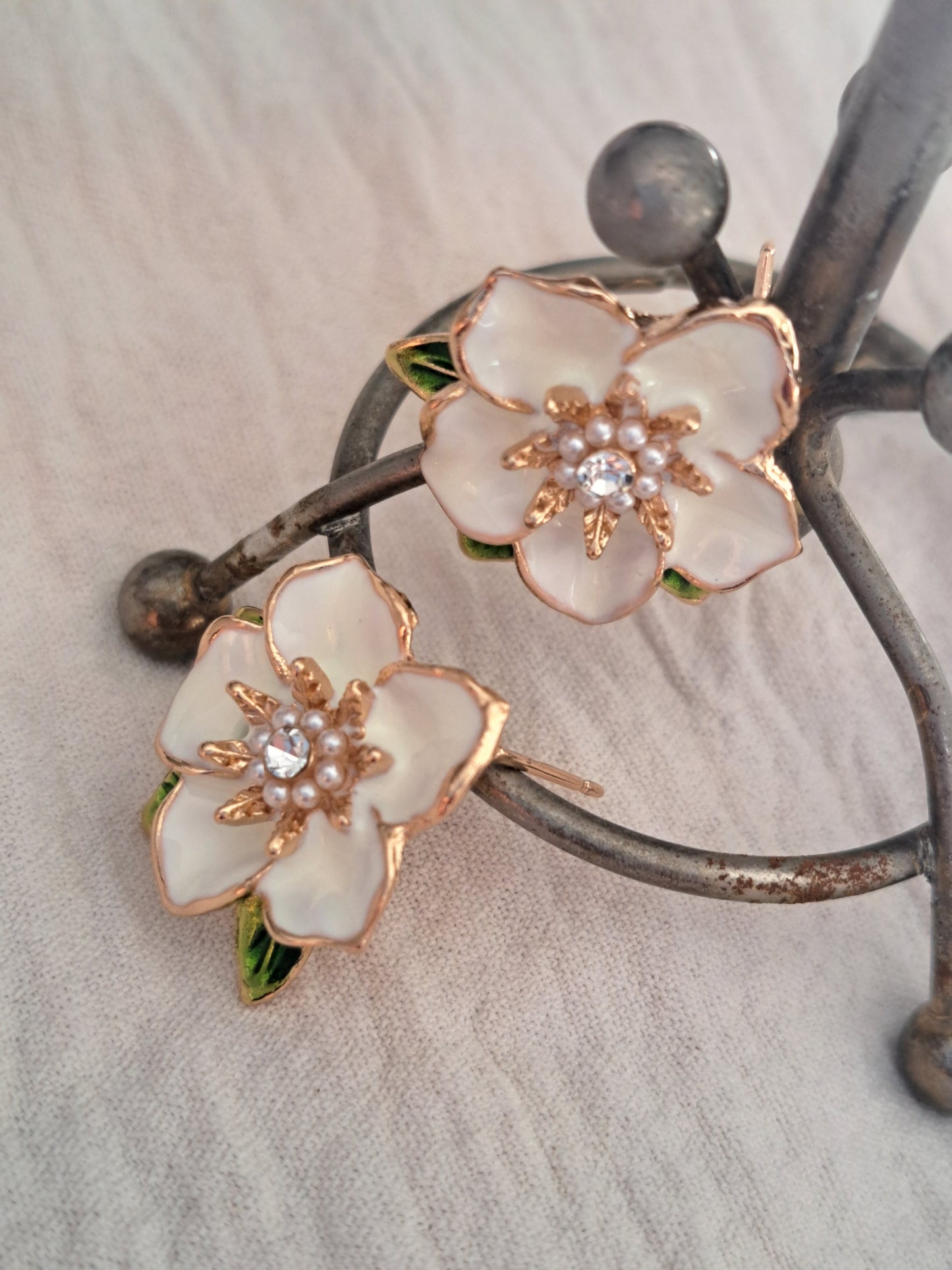 White Flower Earrings