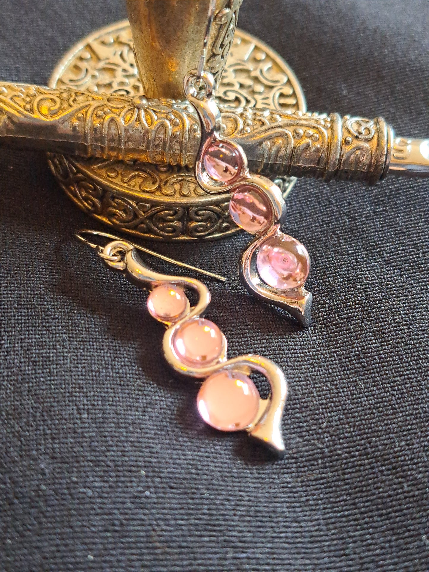Pink and Silver Waves Earrings