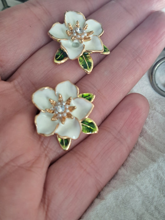 White Flower Earrings