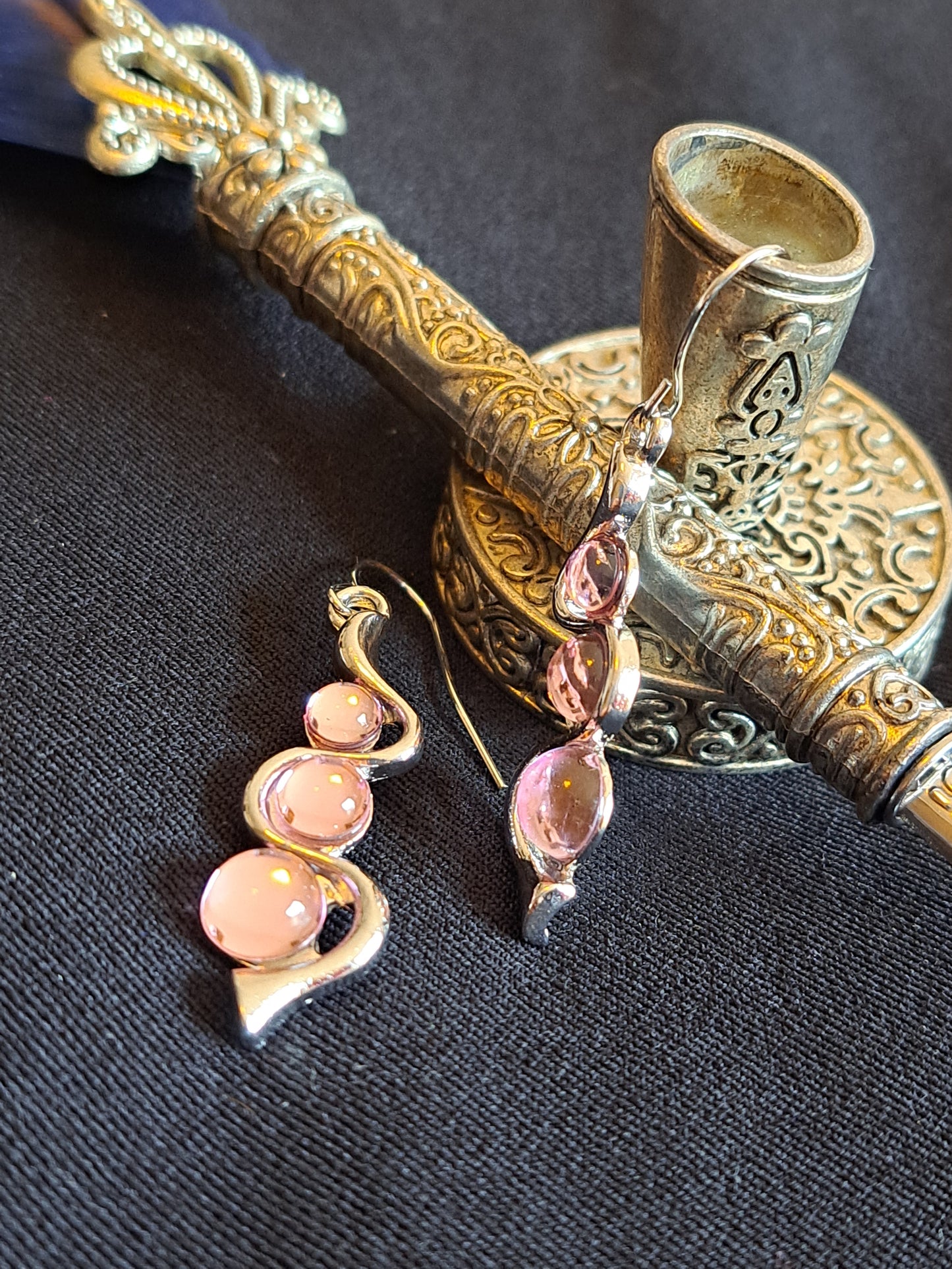 Pink and Silver Waves Earrings