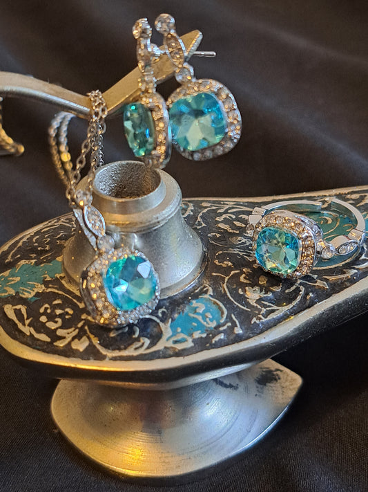 Ocean Blue Ring, Earring and Necklace Set