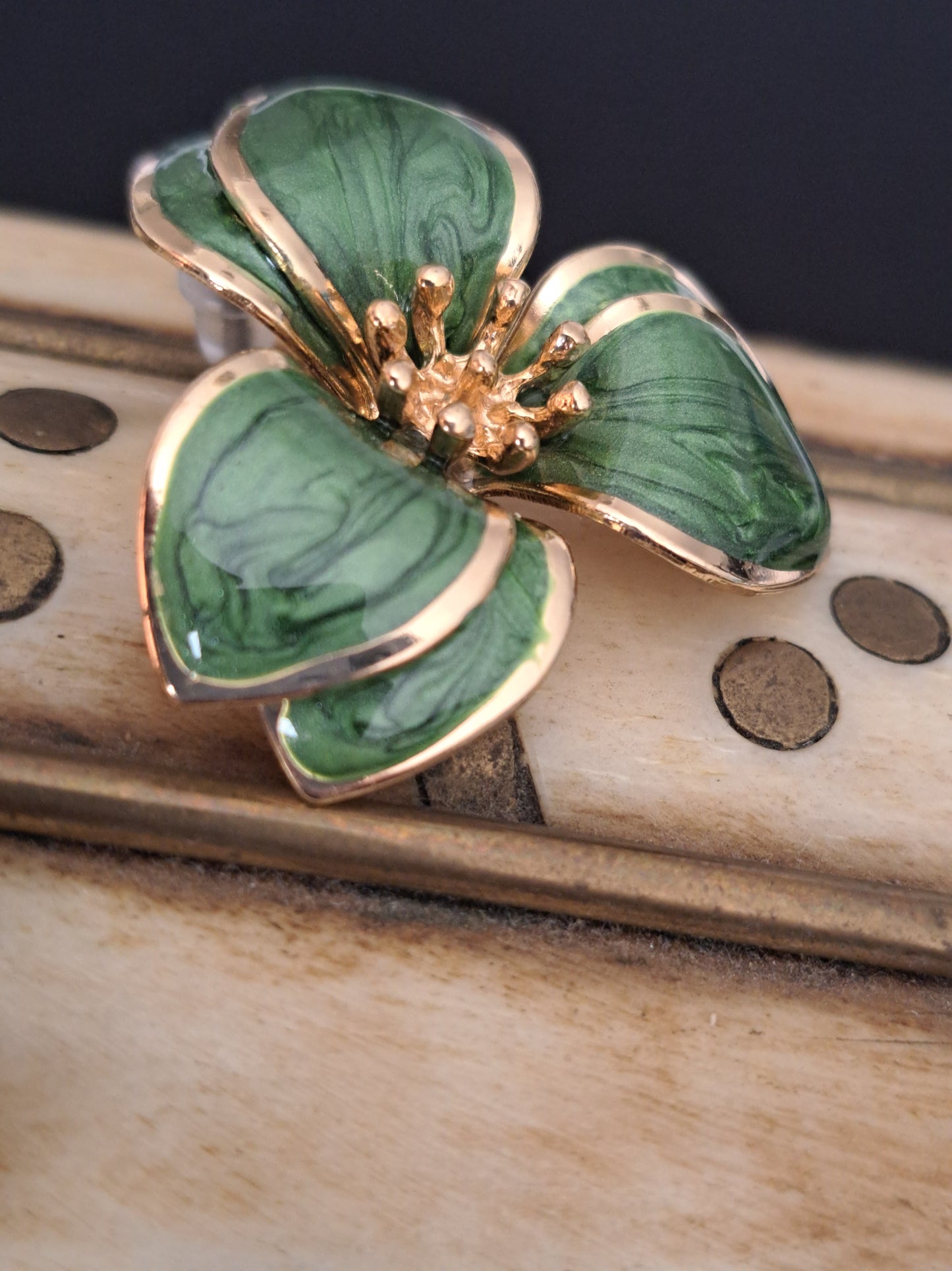 Emerald Green Flower Earrings