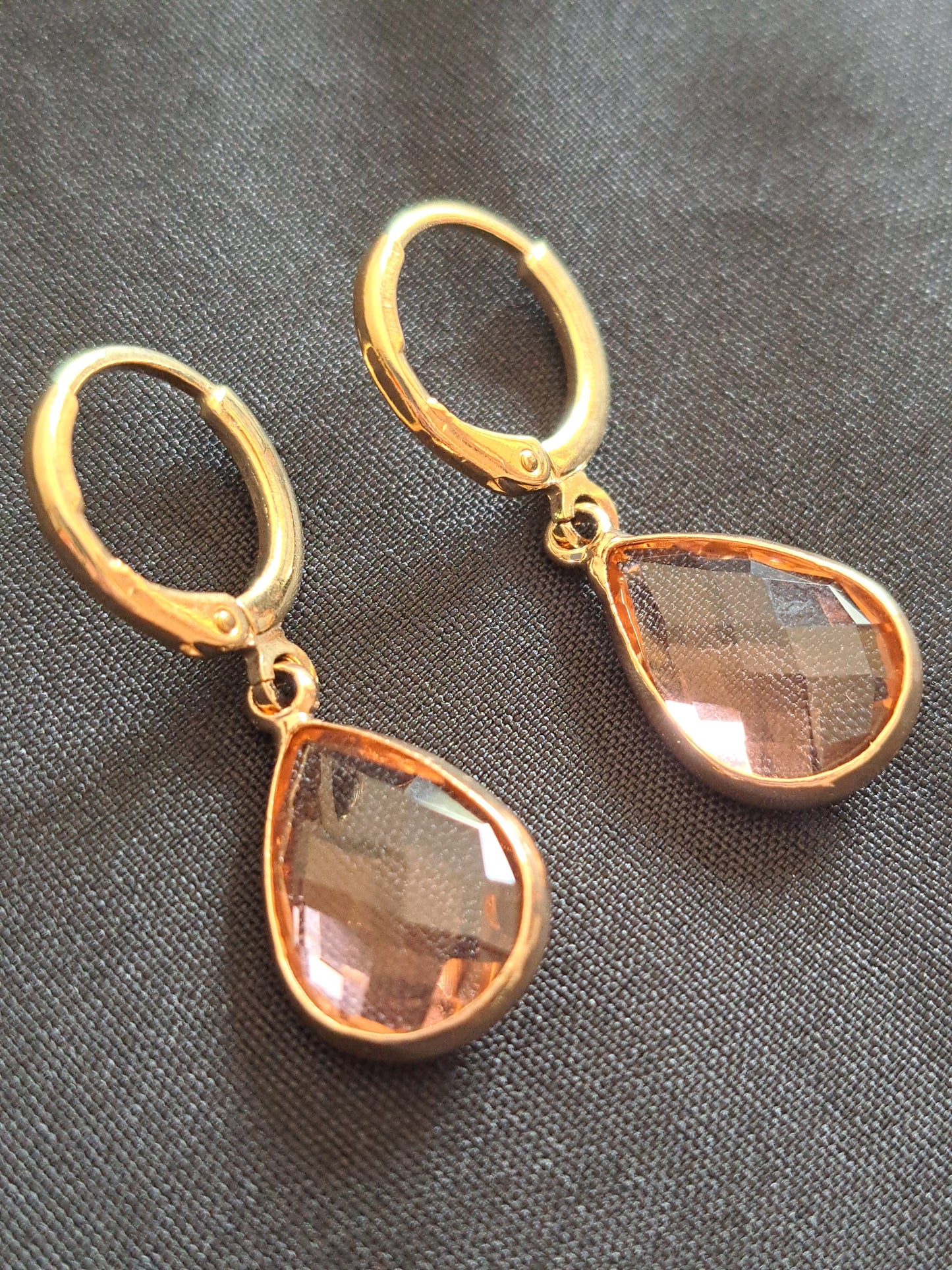 Translucent pink teardrop earrings