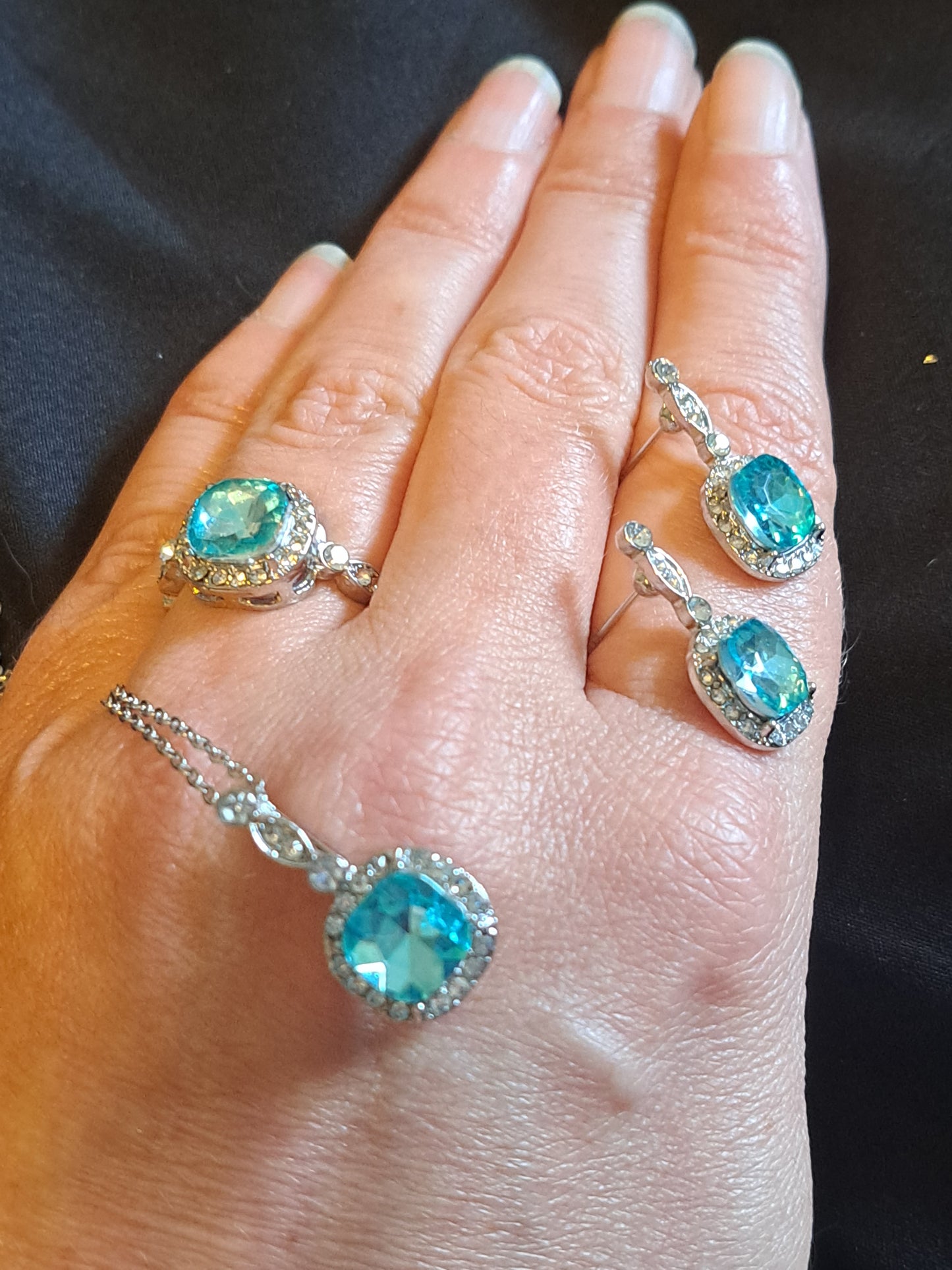 Ocean Blue Ring, Earring and Necklace Set